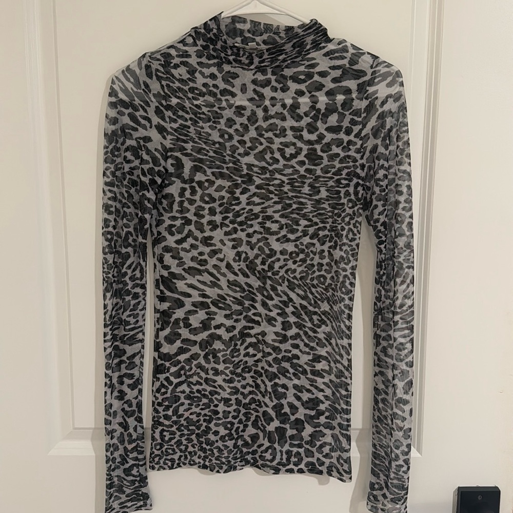 Anistar See-Through Leopard Top